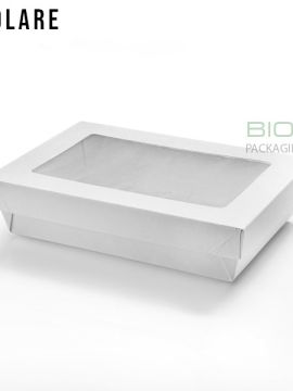 Take away box bianca rettangolare (base più coperchio)