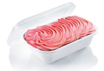 Vaschetta per gelato monouso rettangolare in polpa di cellulosa laminato PBAT