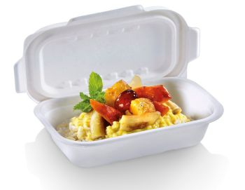 Vaschetta 2 scomparti rettangolare Bio in polpa di cellulosa 1000ml