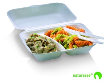 Food Box richiudibile 2 scomparti in polpa di cellulosa extra large 235x195x75