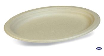Piatto ovale Nature 260x190mm in polpa di cellulosa non sbiancata