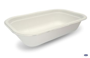 Vaschetta 2 scomparti rettangolare BIO in polpa di cellulosa laminato PBAT 1000ml
