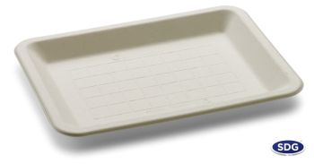 Piatto rettangolare monouso linea standard 200x150mm in polpa di cellulosa biodegradabile e compostabile