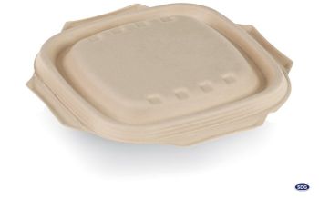 Coperchio quadrato Nature in polpa di cellulosa non sbiancata per piatti quadrati