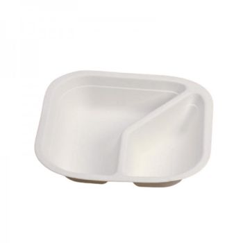 Piatto quadrato monouso linea standard 170x170mm 2 scomparti in polpa di cellulosa biodegradabile e compostabile