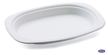 Piatto ovale standard monouso in polpa di cellulosa biodegradabile e compostabile