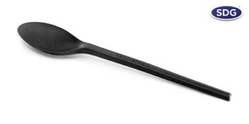 Cucchiaio dessert CPLA nero compostabile